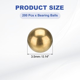 uxcell 200 Pcs Bearing Balls, 3.5mm Precision H65 Brass Bearing Balls Industrial Brass Ball Spheres for Machinery, Automotive, and DIY