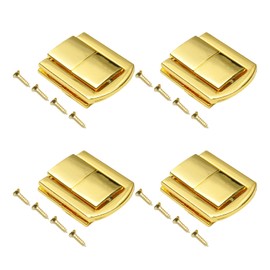 MroMax 4PCS Toggle Catch Lock 1.22" x 0.98" (LxW) Retro DecorativeGolden Tone Lock for Suitcase Chest Trunk Latch Clasp
