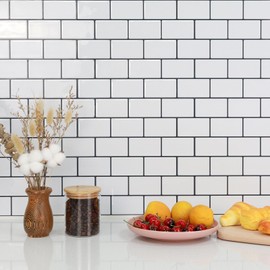 STICKGOO 10-Sheet Peel and Stick Backsplash, White Subway Tile Stick on Backsplash for Kitchen (Thicker Design)