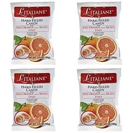Serra Le Italiane, Italian Natural Hard Candy Filled With Red Orange From Sicily Italy, 3.5 Ounce Pack of 4