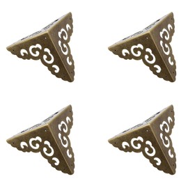 4Pcs Brass Corner Protectors Right Angle Brackets Brass Antique Edge Cover for Box Cabinet Table Chair, 50 x 50 x 50mm, Bronze