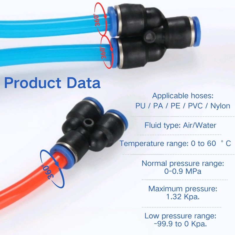 ANGEEK 10 pieces 10-6 mm 3-way Y-connector with variable diameter,