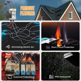 Pjerjzn Solar Panels Disconnect Switch 50A 1000VDC PV Shut Off Switch 2 String Circuit Breaker Box IP66 Waterproof UV-Proof