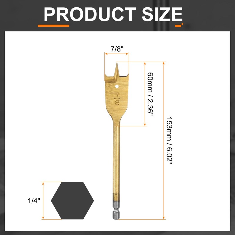 HARFINGTON 3Pcs Spade Drill Bit 7/8" Paddle Flat Bits Wood