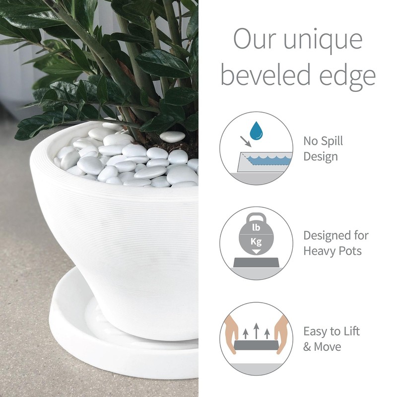 Crescent Garden Universal Round Planter Saucer, Durable Drainage Dish for