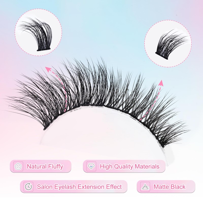 3D Fluffy Eyelash Cluster, EMEDA Individual Eyelash Cluster Eyelash Extensions