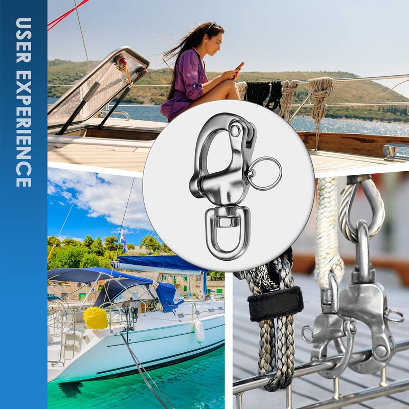 NECMETU Snap Shackle 316 Stainless Steel Swivel Shackle Sailing Halyard,