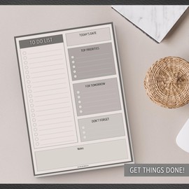 To Do List Notepad | Daily Planner, Brain Dump, Organizer and Priority List | 50 Undated Tear Away Sheets | A5 Mono