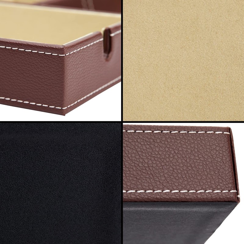Juvale Leather Valet Catchall Tray for Men with 6 Compartments