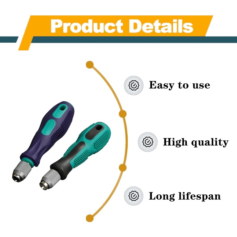 2 Pcs Bit Driver Handle Professional 1/4 inch Screwdriver Quick