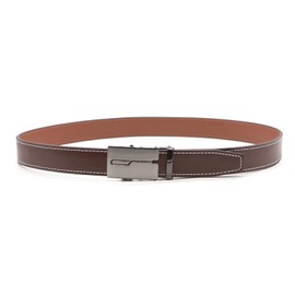 LJCZKA Men’s Genuine Leather Belt,Automatic Buckle Leather Ratchet Belt,Adjustable Trimmable Slide Buckle for Jeans, Suits and Every Occasion (Brown)
