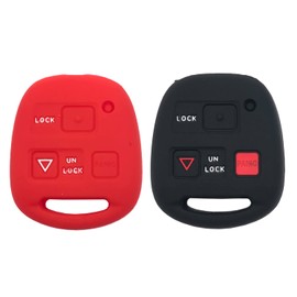 Silicone Key Fob Cover Case fits for Lexus ES GS GX is LS LX RX SC ES300 ES330 GS300 GS400 GS430 GX470 IS300 LS400 LS430 LX470 RX300 RX330 RX350 RX400h RX450h SC430 Key Fob (Black+Red)