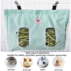 Rabbit Hay Bag, Rabbit Feeding Station Hay Bags, Guinea Pig Hay Bag, Hanging Feeding Bag for Small Animals, for Rabbits/Guinea Pigs/Chinchilla (Green)