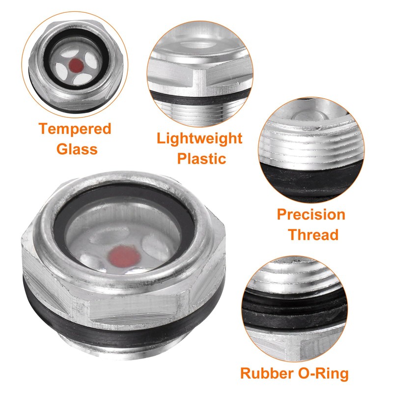 sourcing map 2pcs Air Compressor Oil Sight Glass G1/2" Male