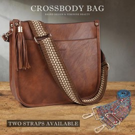 4053 Women's Elegant Crossbody Bag For Women Leather Hobo Handbag Wallet Set With 2count Adjustable Guitar Leopard Strap hkclufbag crossbody purses 2025:_brown01