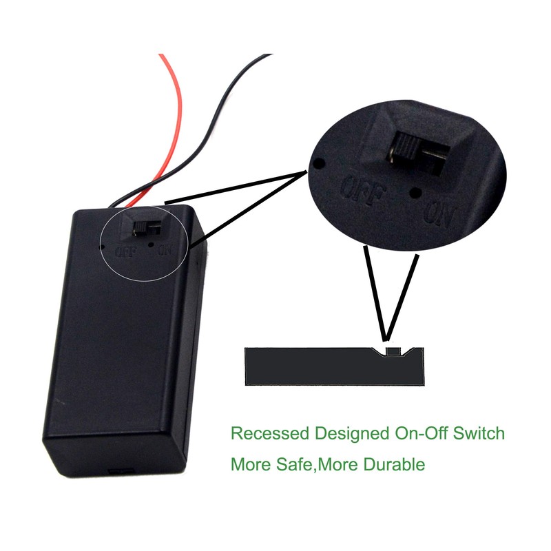 LAMPVPATH (Pack of 3 9v Battery Holder, 9 Volt Battery