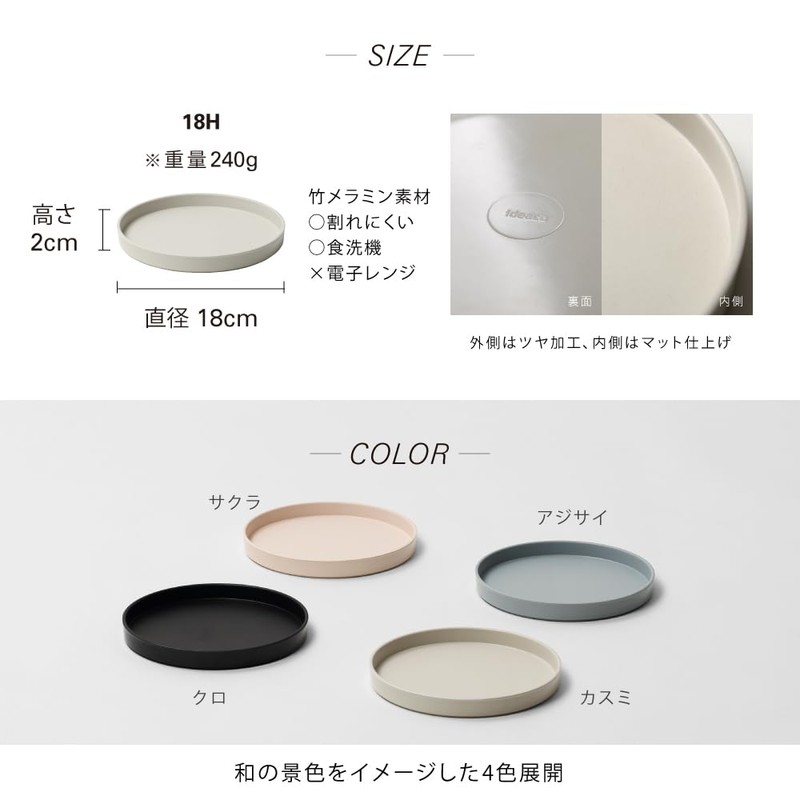 ideaco WAMONO 18H ajisai Medium Plate, Rim High Plate, Diameter