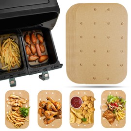Vailnd Air Fryer Liners Disposable, 100PCS Rectangular Parchment Paper Sheets, 8.6x5.5 Inch Perforated Baking Paper for Ninja DualZone Air Fryer and Mini Indoor Grill
