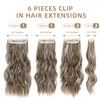 FLIACE Hair Extensions Clip ins, 6 PCS Wavy Extensions, Light