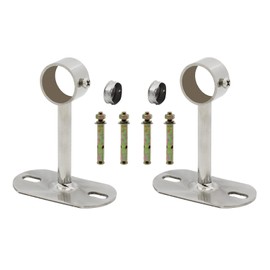 2Pcs Ceiling Mount Bracket, Heavy Duty Stainless Steel Wardrobe Pipe Bracket Rod Holder Ceiling Holder, TTZEZE Shower Curtain Closet Balcony Rod Lever Support Holder Pipe Flange Socket(Dia.32mm, 6'')