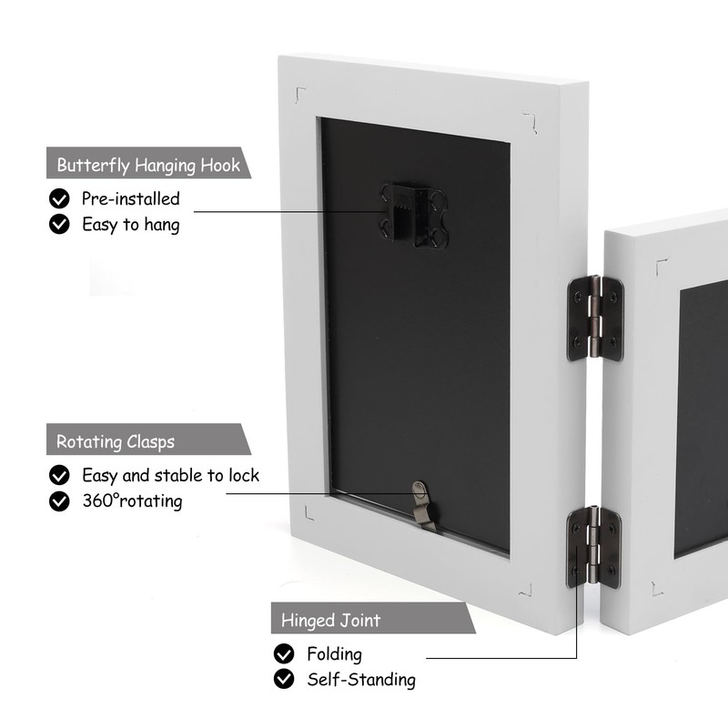Tamolus 5X7 Double Wooden Hinged Picture Frame Vertical and Horizontal
