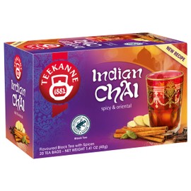 Teekanne World Special Tea Indian Chai with Herbals of Cinnamon, Chicory, Ginger, Blackberry, Cardamom, Cloves, Black Pepper 20 Teabags