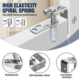 Cafe Door Hinges Heavy Duty,Swinging Door Hardware, Saloon Hinges Self Closing for Louvre Swinging 304 Stainless Steel (Silver, MID 1PCS)