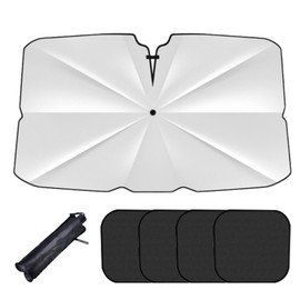 Car Front Window Sunshade with 4 Pcs Side Window Sunshades, Car Windshield Sunshade Umbrella, Foldable Vehicle Windscreen Sun Shade Vehicle Windscreen CoverIceten Blocks UV Ray 140x80 cm