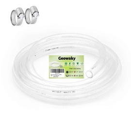Clear Vinyl Tubing 1/2" ID × 5/8" OD -25 Ft 60PSI,Flexible Plastic Tubing,BPA Free Non-Toxic, Multipurpose Hybrid Clear Reinforced Tubing with 2 Screw Clamps
