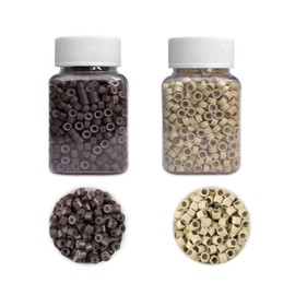 1000Pcs Micro Link Rings Hair Tinsel Beads, Premium 5mm Silicone Micro Link Beads for Hair Extensions (1000Pcs, Brown & Blonde)