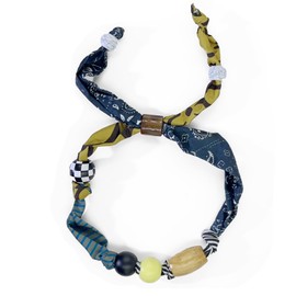 Zxcog Scarf Necklace with Charm for Women Bandana Charm Necklace Adjustable Wooden Heart Pendant Necklace Boho Beach Jewelry Gift (scarf choker)