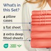 CGK Unlimited Extra Deep Split King Sheet Set - 7 Piece Breathable & Cooling Sheets - Hotel Luxury Bedding Set w/18-24 Inch Extra Deep Pockets - Easy Fit - Super Soft, Wrinkle Free & Comfy - Coral, Split King Size