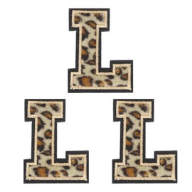 MECCANIXITY Letters L Patches Leopard Iron-On Letters L Patch Black Border Sew Embroidered Applique Patches 6CM/2.36 Inch Hot Melt Adhesive Process for Clothing Repair Backpack Jean,Pack of 3