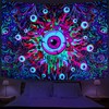 Krelymics Blacklight Mushroom Tapestry UV Eyes Tapestry Colorful Neon Tapestries