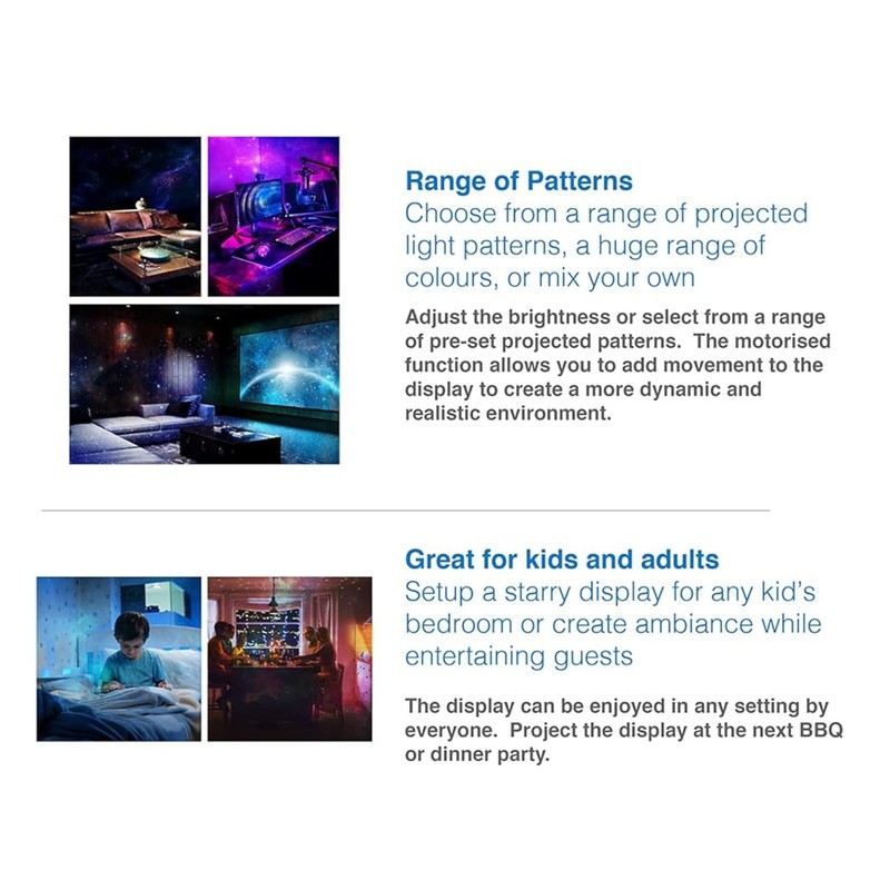 Laser Star Projector Night Light with Colour-Changing LED & Timer