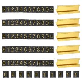 PATIKIL Price Cube Display Price Blocks Adjustable Removable Number Price Stand Gold Tone Counter Price Display for Retail Gold Tone on Black, Thousand Digit, 5 Set