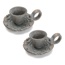 NIKKY HOME Mini Taper Candle Holders Set of 2, Rustic Metal Candlestick for Table Centerpieces, Wedding Decor and Dinner Party, Blue