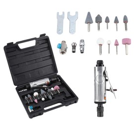 16 Pcs Air Die Grinder Kit,25000RPM 1/4" 1/8" Pneumatic Rotary Grinding Tool Air-Powered Die Grinder with Grinding Heads and Spanner