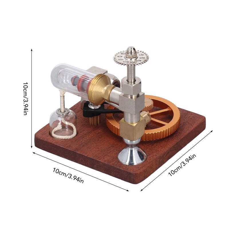 Honio Stirling Engine Model, Ornamen Table Beech Base Stirling Engine