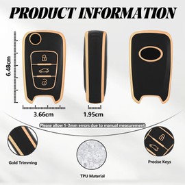 TOOMUME Key Case TPU Car Key Case Fits Hyundai i10 i20 i30 i40 ix20 ix30 ix35 Elantra Avante Kia Sportage Rio Ceed Picanto, Key Cover Protection Key Case - Flip Key