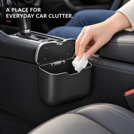 Car Trash Can with Press Lid – Hanging ABS Interior Waste Bin & Compact Storage Organizer for Wet and Dry Use