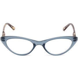 The Cat's Meow Colorful Ladies Cat Eye Reading Glasses, Full Frame Readers, 1950s Vintage Reading Glasses for Women + 2.00 Blue (Microfiber Cleaning Carrying Pouch Included)