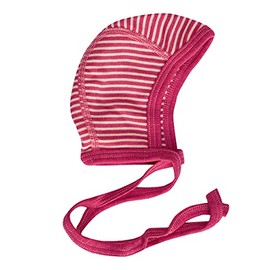 Cosilana Baby Bonnet made of 70% Wool and 30% Silk (Pink Natural, 50-56), Pink ringed