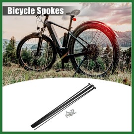 Motoforti 12 Pcs 14G J Bend 293mm Bike Bicycle Spokes with Nipples Black Long-lasting