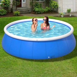 RockRain Inflatable Swimming Pool PVC: 183x51cm Round Outdoor Family Pool - Durable & Foldable for Easy Storage - Quick Water Injection & Release for Garden Yards