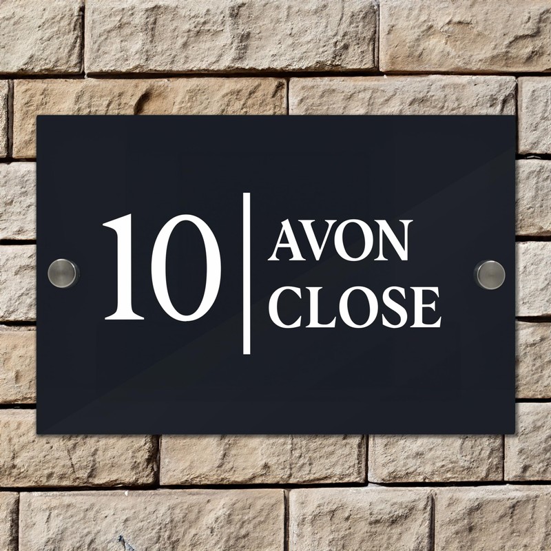 Badgemaster Modern Anthracite House Number Sign Plaque Stainless Steel Standoffs