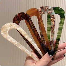 Französische Haarnadeln, 9PCS Haar Gabel Französisch Pins U-förmigen Haar Pin Gabel Sticks, Leopard große Haare Styling Pins Schildpatt Haarspange für Frauen Mädchen Dame Mutter Ehefrau Tochter