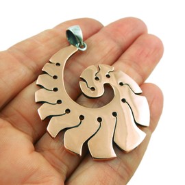 Large Silver and Copper Polished Spiral Handmade Pendant