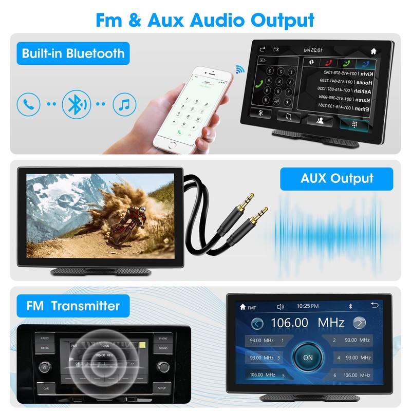 CarPlay Screen Portable Car Stereo - Wireless Android Auto Bluetooth