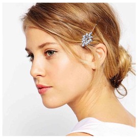 Iaceble Boho Rhinestone Hair Clips Pin Crystal Leaf Hairclip Hairpin Gold Leaf Side Clips Barrette Shining Leaves Head Clip Bobby Pin Bridal CZ Head Clip Hair Accessories for Women and Girls Headdress